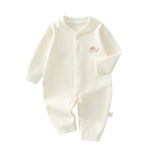 Combinaison pour nouveau-né en coton avec motif de chien Unicolore Fermeture à pressions Col rond Pour garçons et filles Pyjama confortable