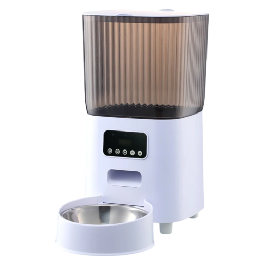 Comedero automático para gatos de 5 l, dispensador de comida inteligente con botones y un recipiente de acero inoxidable, alimentación programable.