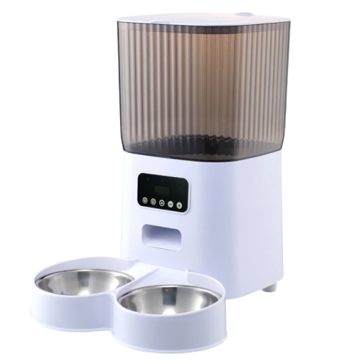 Comedero automático para gatos de 5 l Dispensador de comida inteligente con control mediante botón Dos cuencos de acero inoxidable Porciones programables Alimentación para 2 gatos