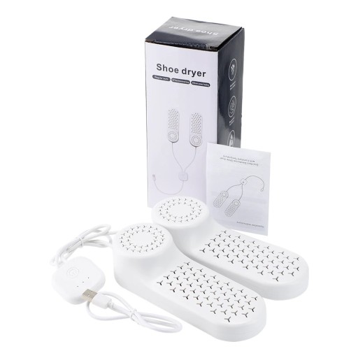 Compact USB Shoe Dryer with Timer and Even Heating at 60 °C for Gentle Drying of Shoes with Sterilisation and Deodorisation Function