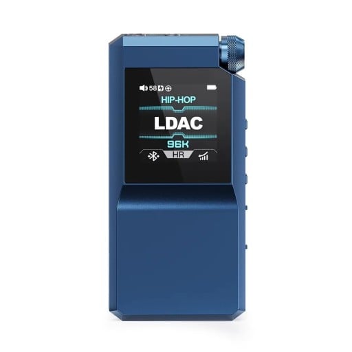 Compacte HiFi Bluetooth versterker voor hoofdtelefoons met LDAC en aptX Lossless codecs ingebouwde batterij display en volumeregelaar tot 300 ohm