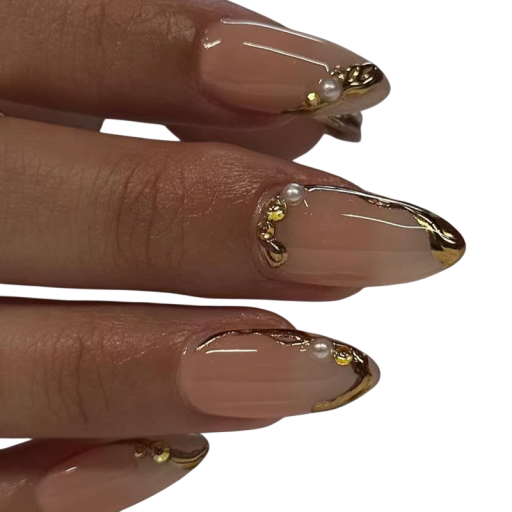 Complete Set of Artificial Nails Almond Shape Medium Size 24 pcs Adhesive 3D Acrylic Manicure Tips for Home Manicure