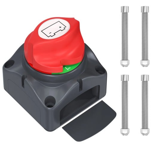 Comutator de baterie 69 x 69 x 75 mm Comutator principal pentru acumulator 12–48 V Comutator rotativ cu contacte din cupru pentru auto, barcă