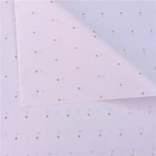 Conjunto 10 pcs papel de embrulho transparente rosa claro com estrelas coloridas 50x70 cm folhas papel decorativo para embrulho de presentes flores
