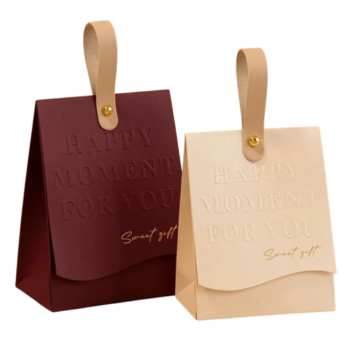 Conjunto 10 pcs saco de presente com alça 13 × 10 × 6,5 cm em papel com fecho de aba e botão para embrulho de presentes