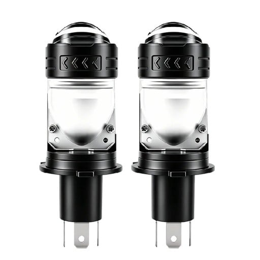 Conjunto 2 pcs de lâmpadas LED H4 9003 HB2 6000 K Comprimento 115 mm Lente projetora e arrefecimento por ventilador Luz branca Para faróis de automóveis