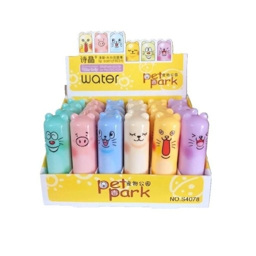 Conjunto 24x bálsamo labial hidratante incolor com sabor a fruta 6 variedades Sabores variados Bálsamo labial Frutado Nutrição e proteção Batom incolor