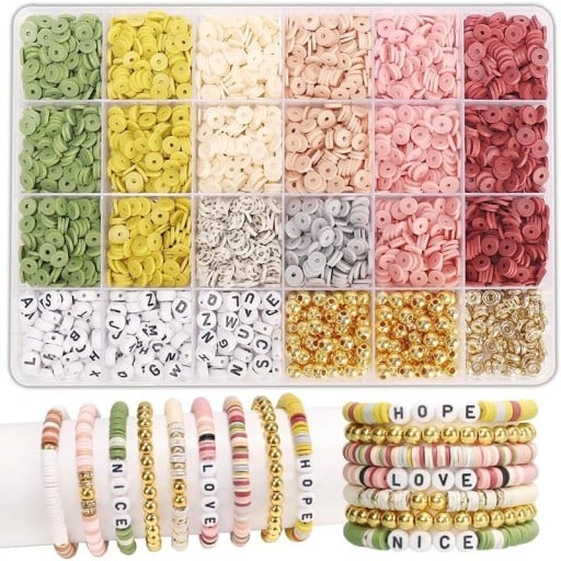 Conjunto criativo de contas de argila polimérica ecológica 24 compartimentos Contas coloridas para fazer joias Colares pulseiras brincos pendentes artesanato