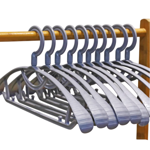 Conjunto de 10 cabides de plástico com tratamento antideslizante Ombros largos Cabides para fatos, casacos e sobretudos Organização do guarda-roupa
