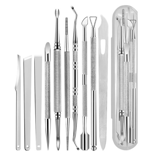 Conjunto de 10 ferramentas para pedicure em aço inoxidável Facas de manicure para a pele Cuidado preciso dos calcanhares, cutículas e pele endurecida