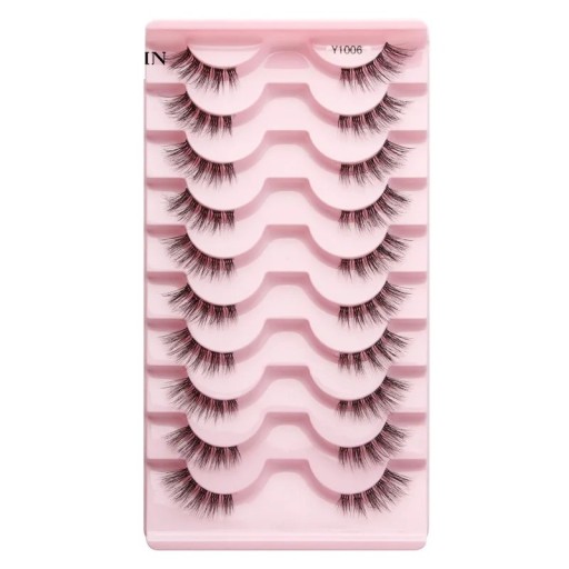 Conjunto de 10 pares de pestanas artificiais Pestanas artificiais meia Conjunto para extensão de pestanas Pestanas autocolantes com aparência natural