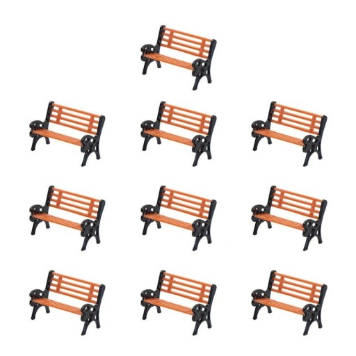 Conjunto de 10 pcs de bancos de parque 2 × 1,4 × 0,9 cm Escala 1:87 Modelo em miniatura para dioramas e paisagens