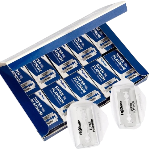 Conjunto de 100 lâminas duplas de aço inoxidável Lâminas de substituição para máquina de barbear Lâminas intercambiáveis para navalha de barbear Lâmina de barbear masculina com lâmina dupla para aparar a barba 2,5 x 4,5 cm