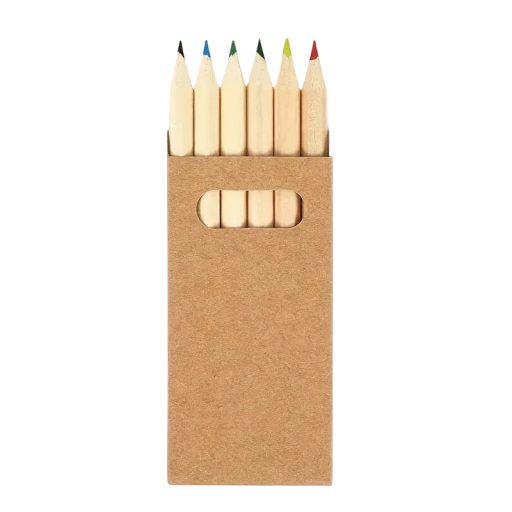 Conjunto de 12 mini lápis de cor 8,8 cm em caixa de kraft Lápis de desenho Kawaii Presente para crianças 2x 6 unid