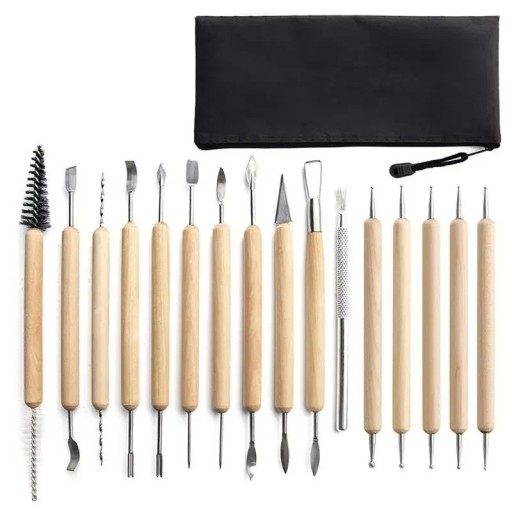 Conjunto de 16 peças de ferramentas de escultura e modelagem para cerâmica, argila, massas de cera, artesanato, trabalhos detalhados, moldagem, modelagem