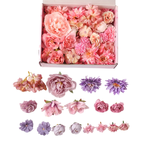 Conjunto de 17 unidades de flores artificiais de 4 cm Flores decorativas para atirar em casamentos Cabeças de pétalas para decoração