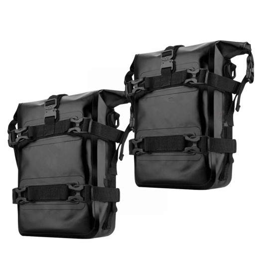 Conjunto de 2 bolsas de motocicleta para para-choques 5–8L Bolsas laterais impermeáveis para quadro em PVC 500D com teflon Resistente ao desgaste e à sujidade