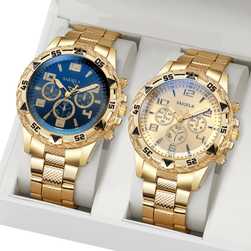 Conjunto de 2 relojes para hombre Diseño moderno Esfera clásica Caja de metal Aleación Accesorio elegante Regalo elegante para hombres