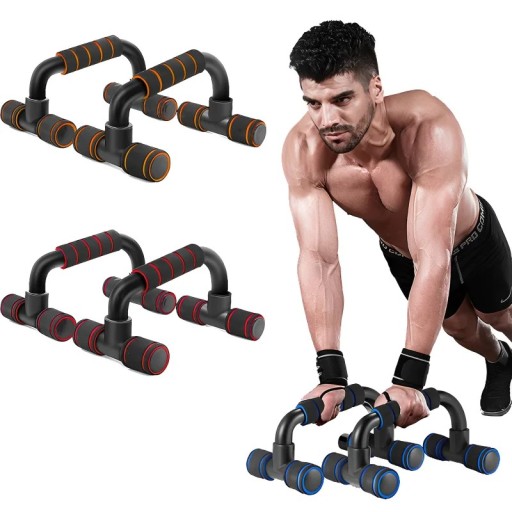 Conjunto de 2 unidades de apoios para flexões antideslizantes em forma de H com pegas para flexões para treino em casa de braços, peito