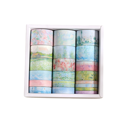 Conjunto de 20 rolos de fita com padrão floral Pintura de Jardim 2 m para decoração de diários, planeadores, convites e outros projetos criativos