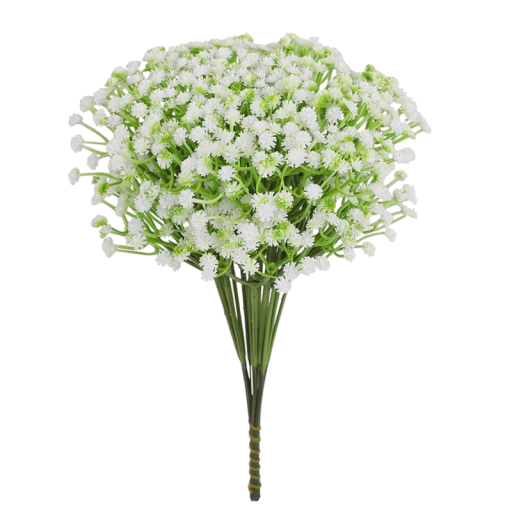 Conjunto de 20 unidades de flores artificiais brancas delicadas 29 cm Decoração em plástico para vaso para casamento, para casa, decoração de mesa, decoração de interiores e celebrações