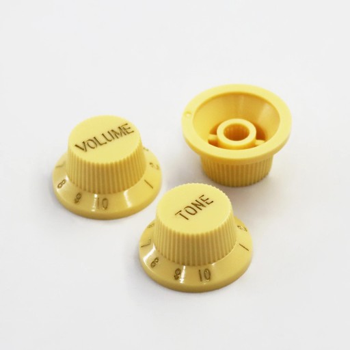Conjunto de 3 botões de plástico para guitarra Controlo de volume e tom 18 ranhuras Peças de substituição universais com ajuste preciso