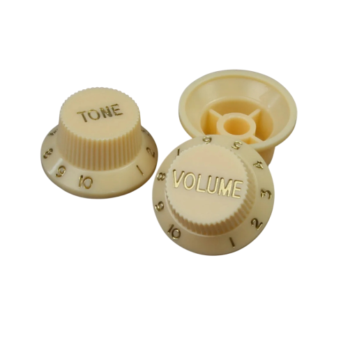 Conjunto de 3 botões de plástico para guitarra elétrica ST Substituição de controlos de tom e volume Cores neutras Acessórios para guitarra