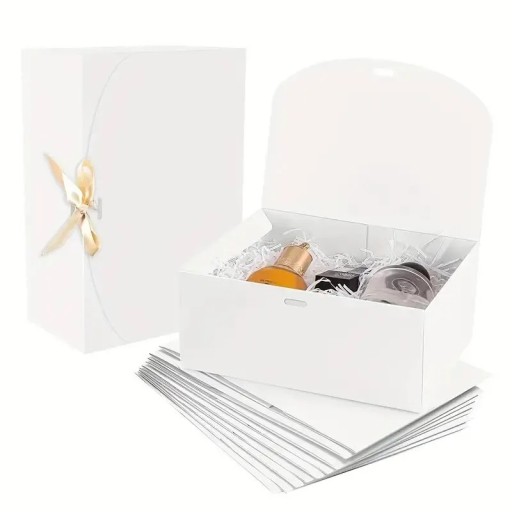 Conjunto de 3 caixas de presente brancas com laço amarelo 27 × 20 × 8 cm, caixas de papel dobráveis para presentes e decorações