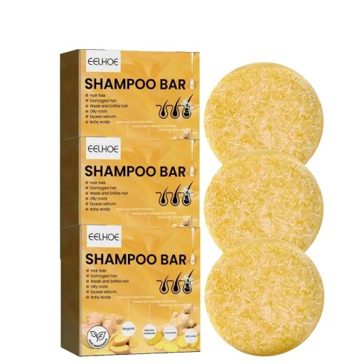 Conjunto de 3 unid. de champô sólido para escurecimento do cabelo com Polygonum Essência natural Cobertura de cabelos brancos Regeneração Limpeza profunda