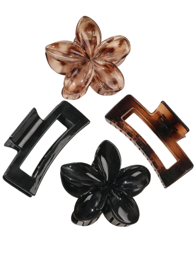 Conjunto de 4 clipes de cabelo Elegantes clipes de cabelo femininos 4 formas diferentes Flor laço grande clipe Acessório de cabelo estiloso