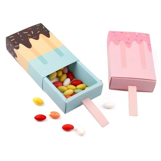 Conjunto de 5 caixas de presente em forma de gelado, caixas de papel com gaveta deslizante para embalar pequenas coisas e presentes