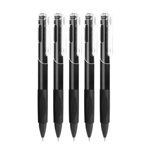 Conjunto de 5 canetas de gel 0,5 mm Tinta preta de secagem rápida Impressão suave Caneta esferográfica Material escolar e de escritório