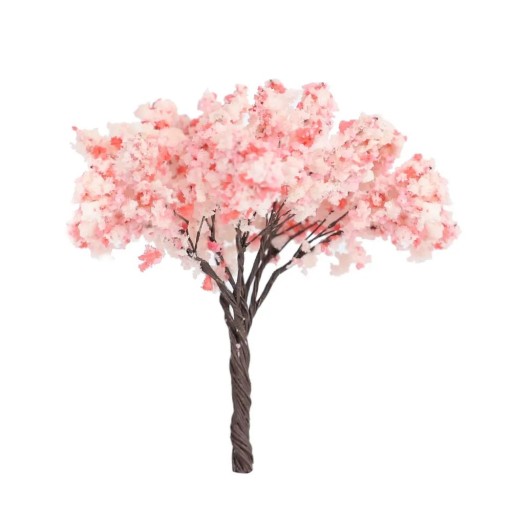 Conjunto de 5 unidades de árbol sakura 65 x 70 mm Mini árboles en flor para dioramas y paisajes en miniatura