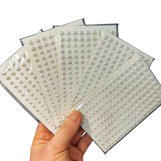 Conjunto de 6 folhas de pérolas falsas brancas para o rosto Joias autocolantes 3 4 5 mm Mix para maquilhagem de casamento Festas Festivais e maquilhagem criativa