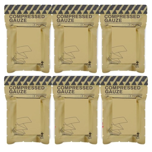 Conjunto de 6 unidades de gazes compressivas estéreis 11,5x370 cm Gazes de saúde estéreis para primeiros socorros Dobradas em Z Compactas para a caixa de primeiros socorros