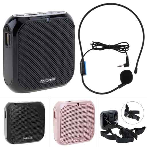 Conjunto de amplificação de voz com microfone e altifalante Amplificador de voz portátil com cinto bateria 18650 e cabo de carregamento USB