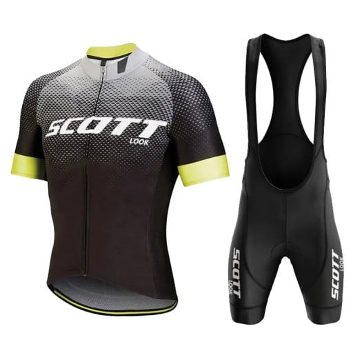 Conjunto de ciclismo para hombre – maillot de manga corta con cremallera y pantalones cortos con tirantes, terciopelo y elastano, para ciclismo, deporte y actividades