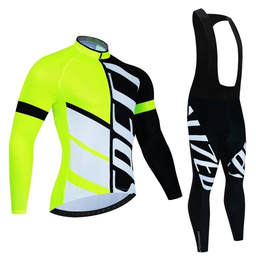 Conjunto de ciclismo para hombre – maillot de manga larga y pantalones con tirantes, transpirable, para ciclismo, deporte y actividades de ocio