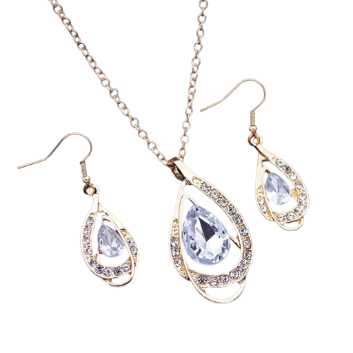 Conjunto de collar y pendientes de mujer con piedras decorativas V189