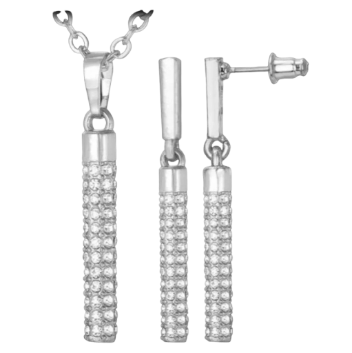 Conjunto de collar y pendientes para mujer con diamantes artificiales.