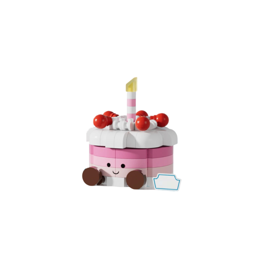 Conjunto de construção bolo de aniversário 4 x 4,15 x 4,55 cm 138 peças Mini bolo com vela Base redonda Decorações Rosto adorável modelo decorativo