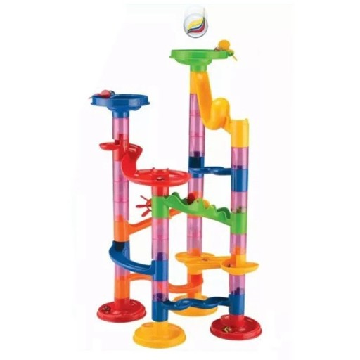 Conjunto de construção infantil com pista dobrável para bolas 50 pcs Pista de corrida colorida 42 x 18 cm Brinquedo criativo Para crianças a partir