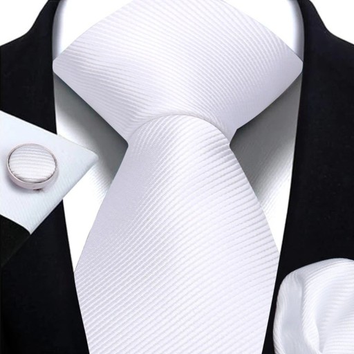 Conjunto de corbata, pañuelo y gemelos lisos 148 x 7,5 cm Elegante conjunto masculino para bodas, eventos formales y reuniones de empresa.