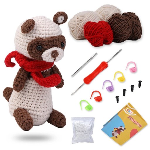 Conjunto de Croché Urso DIY para Iniciantes Instruções Lã de Algodão Agulhas Lã Criativa Artesanato de Brinquedos Animais