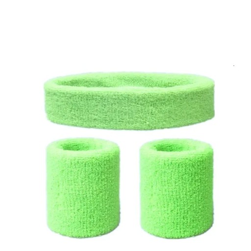 Conjunto de diadema deportiva y dos muñequeras Diseño de algodón colorido Material absorbente para deportes, running, ciclismo y juegos de pelota