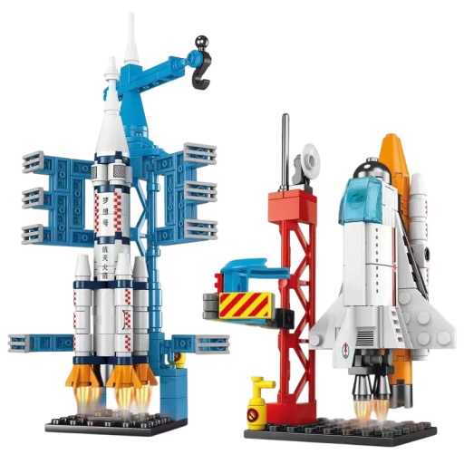 Conjunto de dois foguetões 237 pcs 14 x 6,2 x 8 cm e 19,5 x 7,5 x 12,2 cm Conjunto espacial para crianças Modelos de naves espaciais Brinquedo