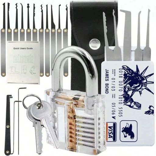 Conjunto de ferramentas para reparação de fechaduras 24 peças em aço inoxidável com estojo para manuseamento e serviço de fechaduras cilíndricas