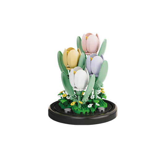 Conjunto de flores Crocus de Primavera sob tampa transparente 8,5 x 8,5 cm Decoração elegante para o lar Variante 173 peças