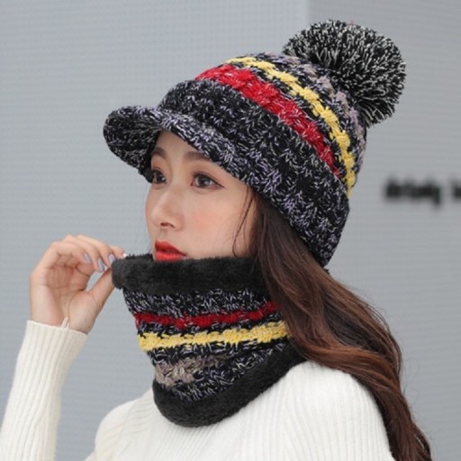 Conjunto de gorro y bufanda de invierno para mujer