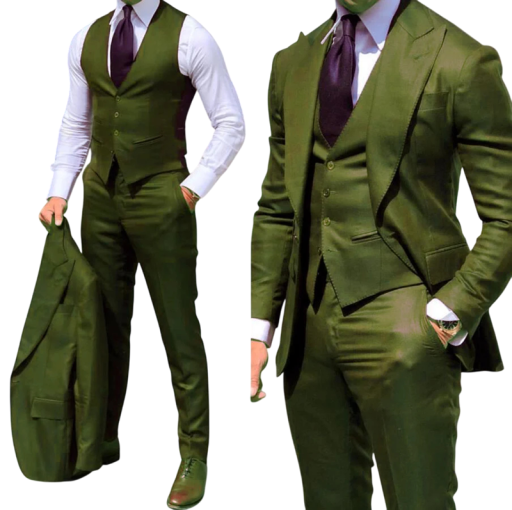 Conjunto de hombre de algodón, poliéster y lana Conjunto elegante de chaqueta, chaleco y pantalones para hombres Traje formal de un solo color con bolsillos y botones en varios colores